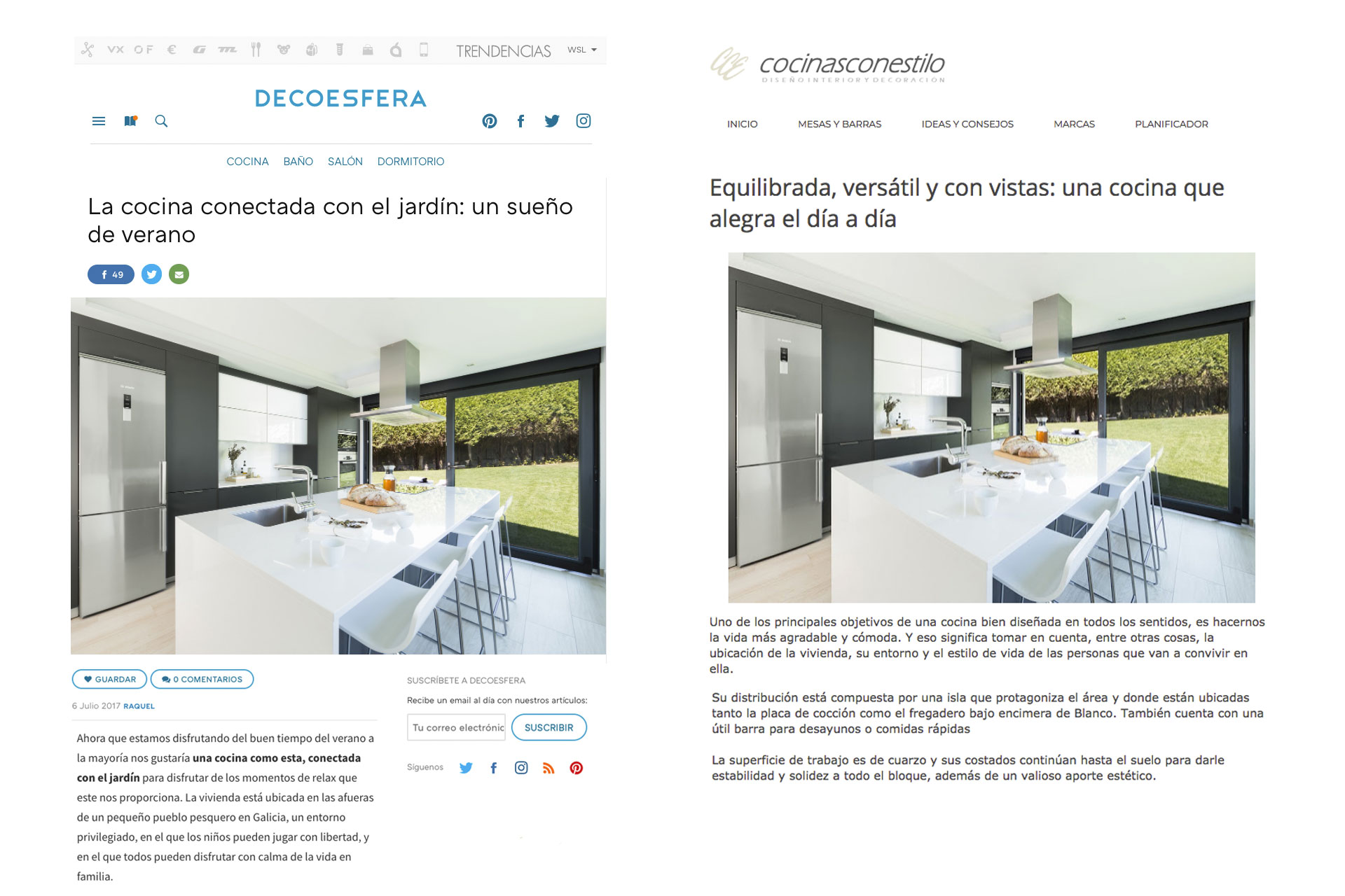 Santiago Interiores en los medios: una cocina con vistas | Cocinas Santos | Santiago Interiores
